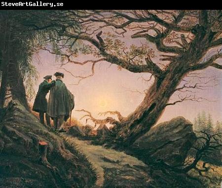 Caspar David Friedrich Zwei Manner in Betrachtung des Mondes